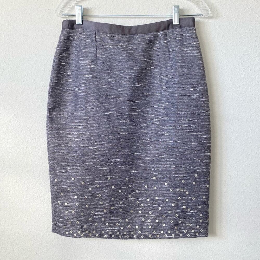 COLDWATER CREEK Shimmery Sequin Tweed Pencil Skirt Size 6 Gray